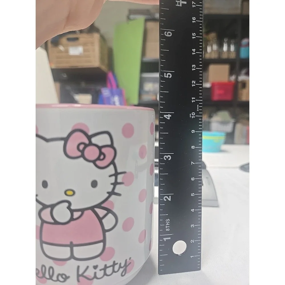 Hello Kitty Ceramic Tea Cups Mugs Set Of 2 Pink White 12 Oz‎ Drink Polka Dot